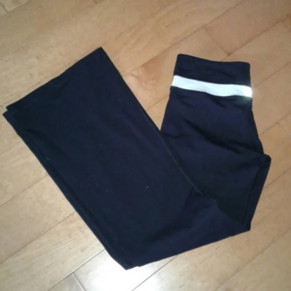 Lululemon Groove Flare Yoga leggings jogger sweat-Pant sz 8 Black white band - Picture 5 of 9